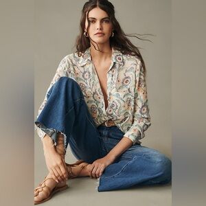 Anthropologie Pilcro The‎ Romy Relaxed Button down Blouse XXS Oversized